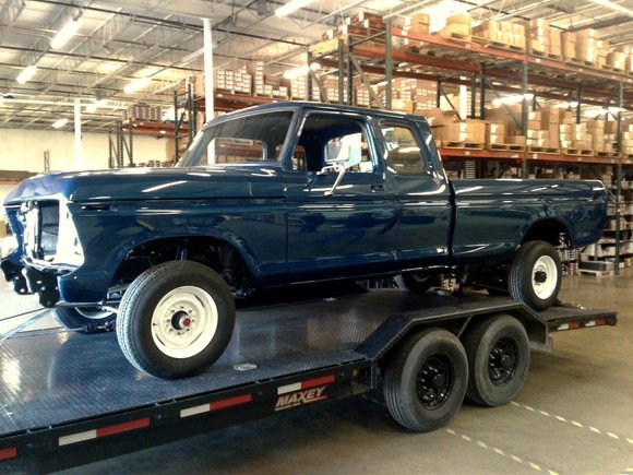 Fully restored Ol' Blue on trailer - the finished masterpiece