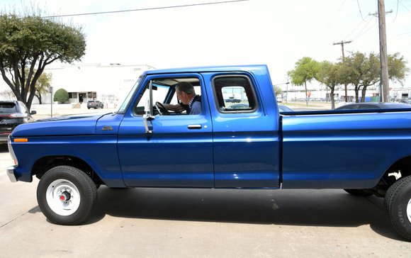 Fred driving the restored Ol' Blue - 'Only if I drive'