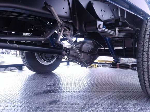 Undercarriage showing restored Dana 60 axles and suspension components
